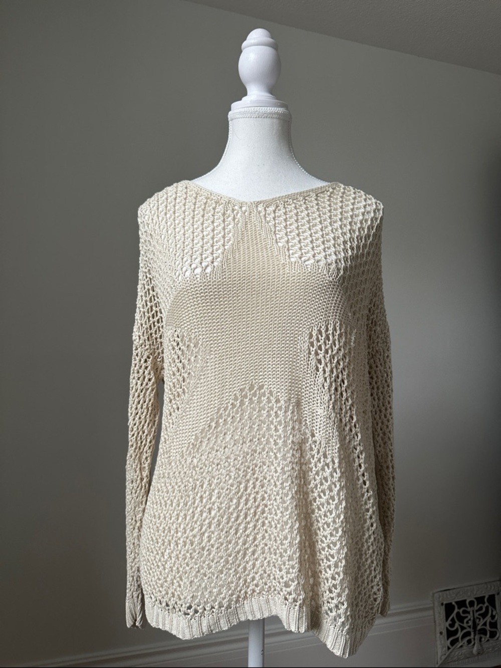 UNBRANDED‎ Tan Star Open Knit Festival Summer Alt Long Sleeve Size Large